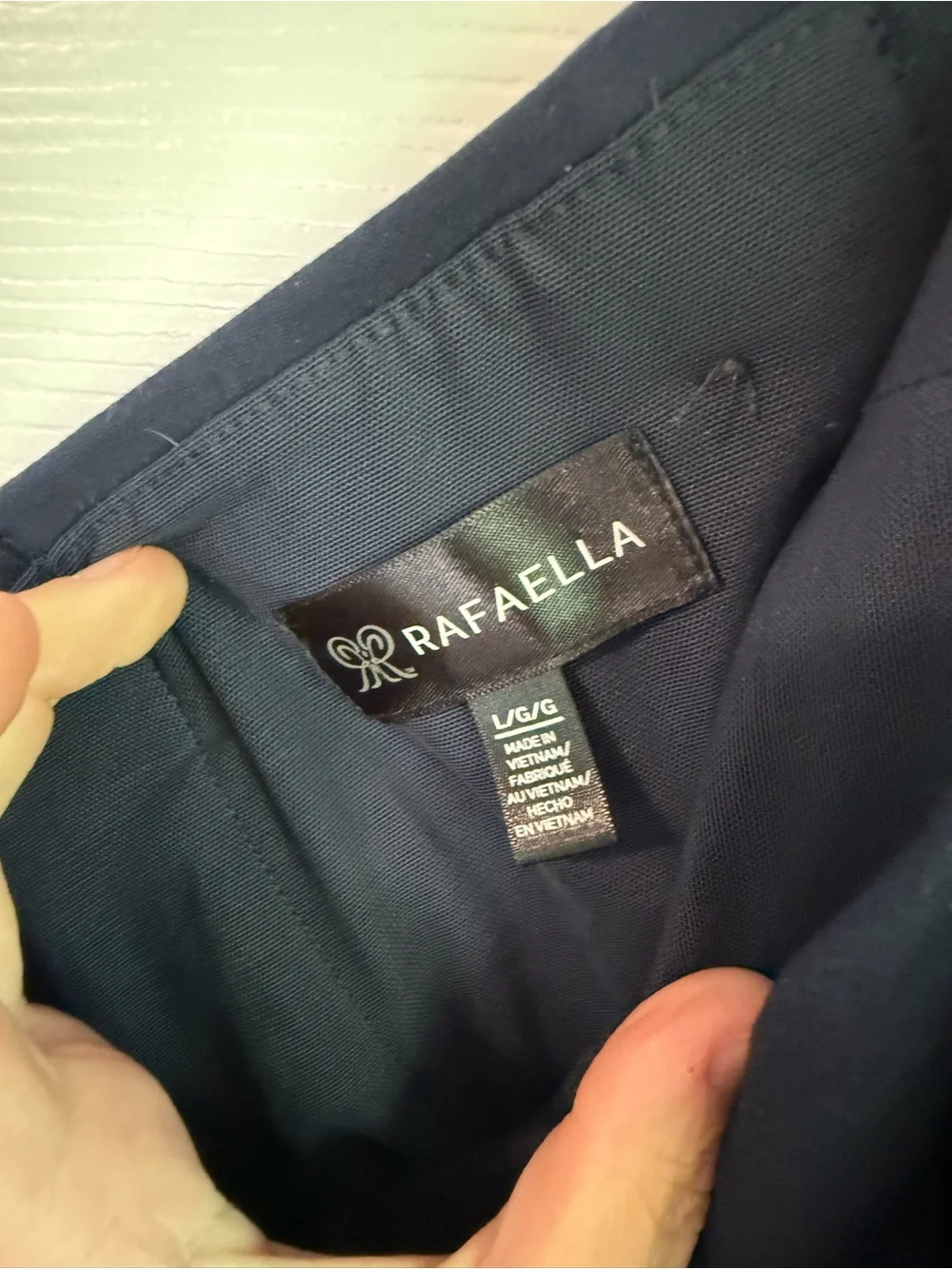 Rafaella Navy Cropped Wide Leg Pintuck Pants